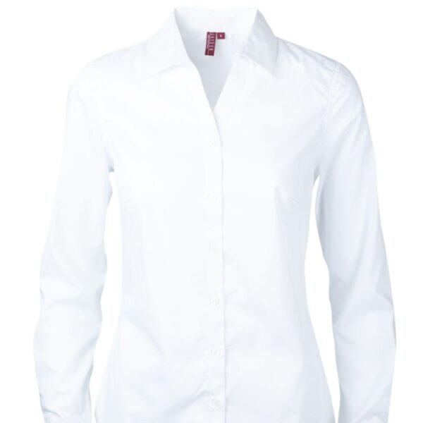 Blusa Trevira Spandex Color Cuello V M/L Blanca