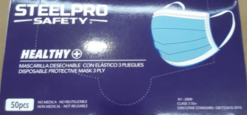 Mascarilla 3 Pliegues Steelpro (50 Unidades)