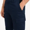 Pantalon Cargo Gabardina Hombre Azul Marino
