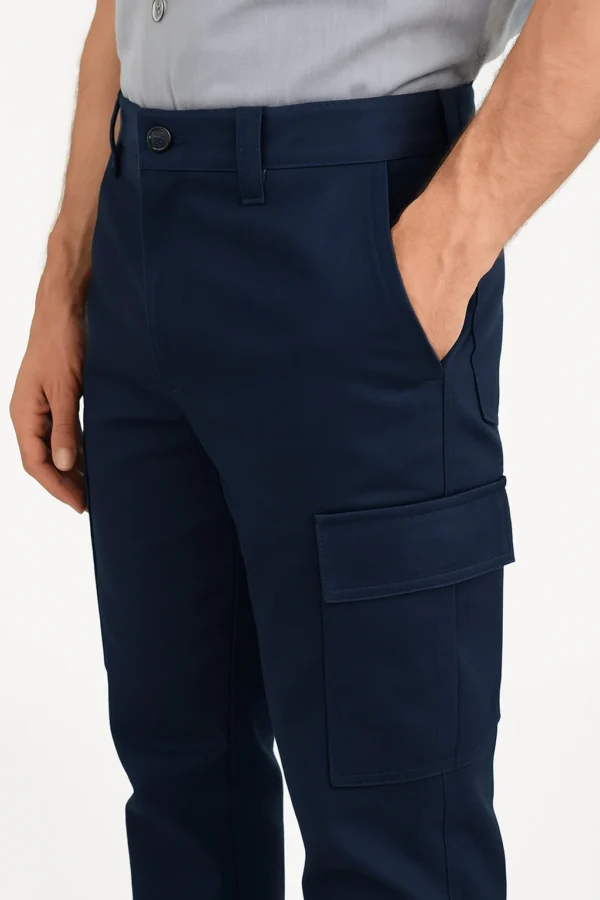 Pantalon Cargo Gabardina Hombre Azul Marino