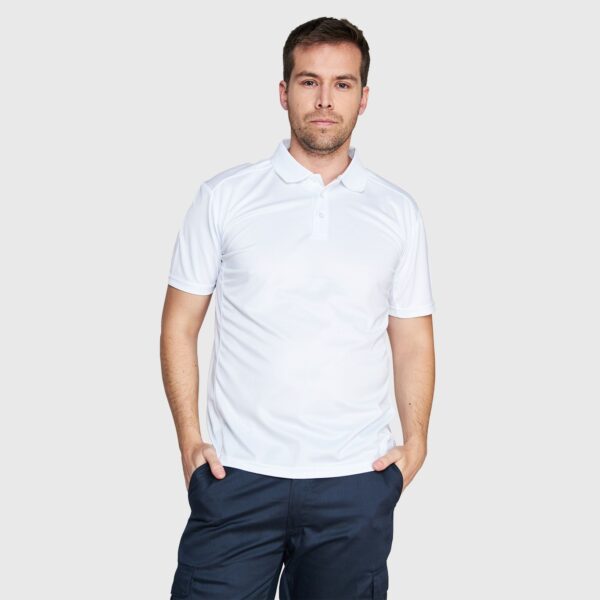 Polera Dry Fit Cuello Camisero M/C Hombre Blanco