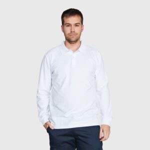 Polera Pique Hombre 80/20 M/L Blanca