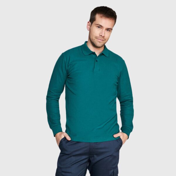 Polera Pique Hombre 80/20 M/L Verde Petróleo
