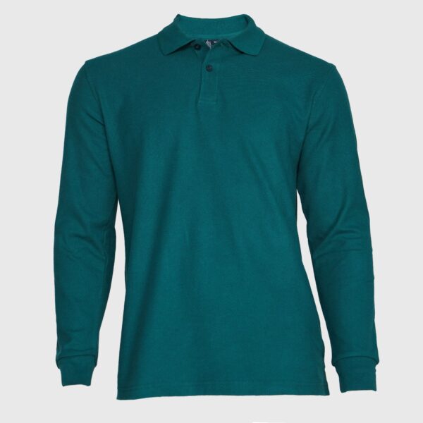 Polera Pique Hombre 80/20 M/L Verde Petróleo