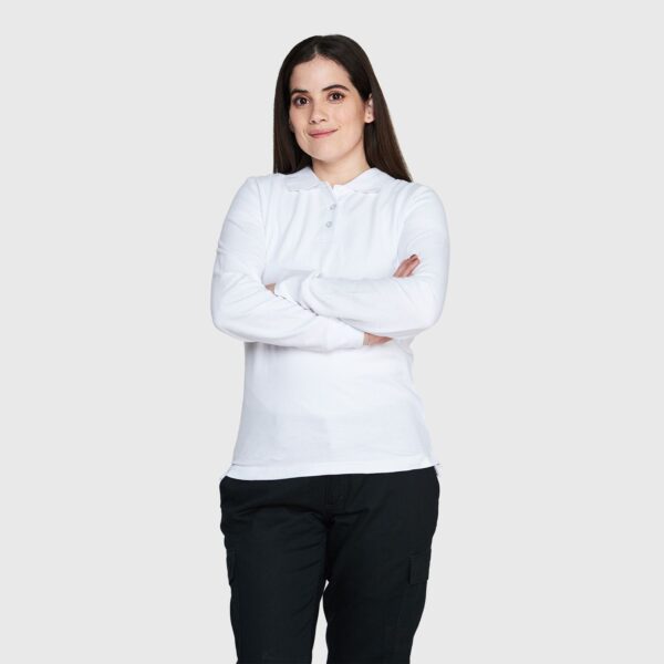 Polera Pique Mujer 80/20 M/L Blanca