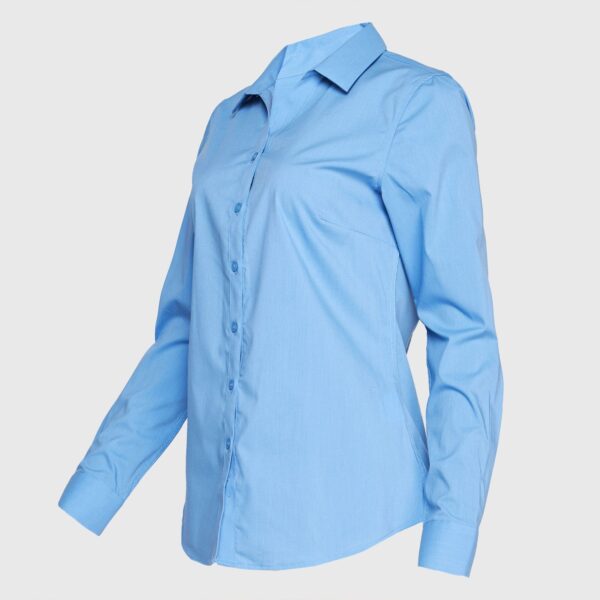 Blusa Trevira Spandex Color Cuello V M/L Celeste