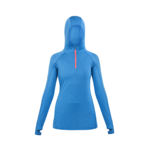 Polera DryFit Hardwork SPX con Gorro Manga Larga Mujer Electric Blue