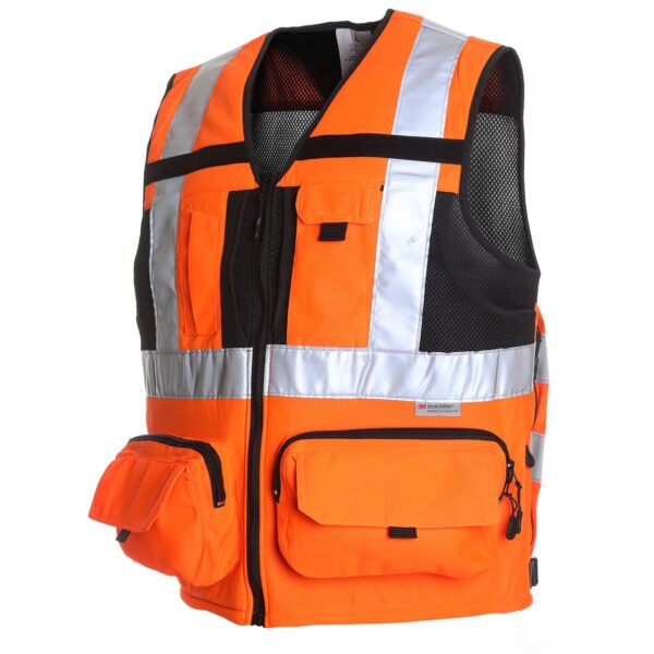 Chaleco Geólogo Minero Hombre Alta Visibilidad Naranjo Flúor