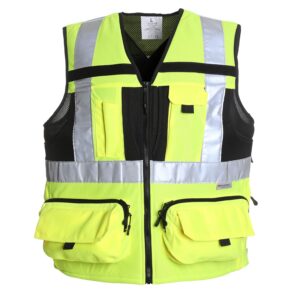 Chaleco Geólogo Minero Hombre Alta Visibilidad Amarillo Fluor