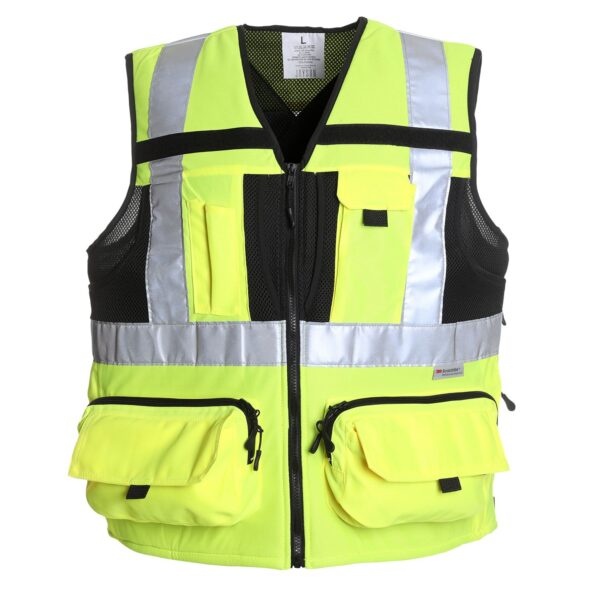 Chaleco Geólogo Minero Hombre Alta Visibilidad Amarillo Fluor