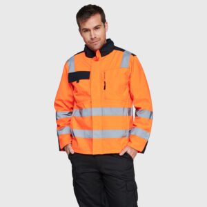Softshell Bicolor Alta Visibilidad Hombre Naranjo Flúor