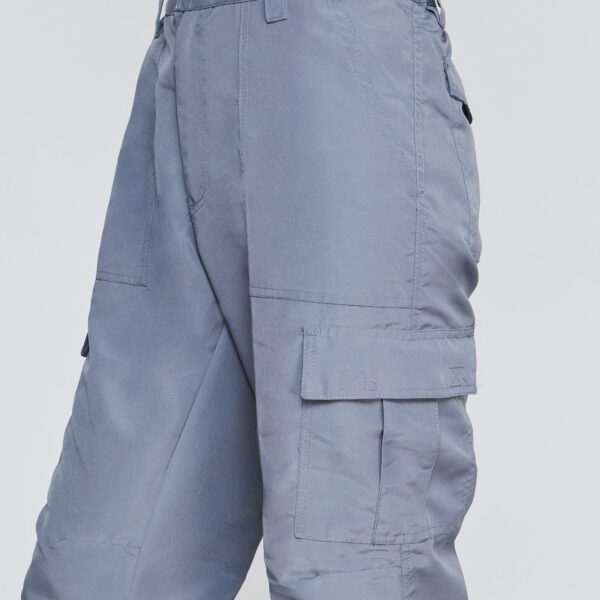 Pantalón Cargo Poplin Cintura Elasticada Gris Medio