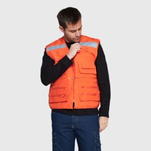 Chaleco Geólogo Multibolsillo X Espalda Naranjo Medio