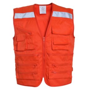 Chaleco Geólogo Multibolsillo Gabardina Naranjo Medio