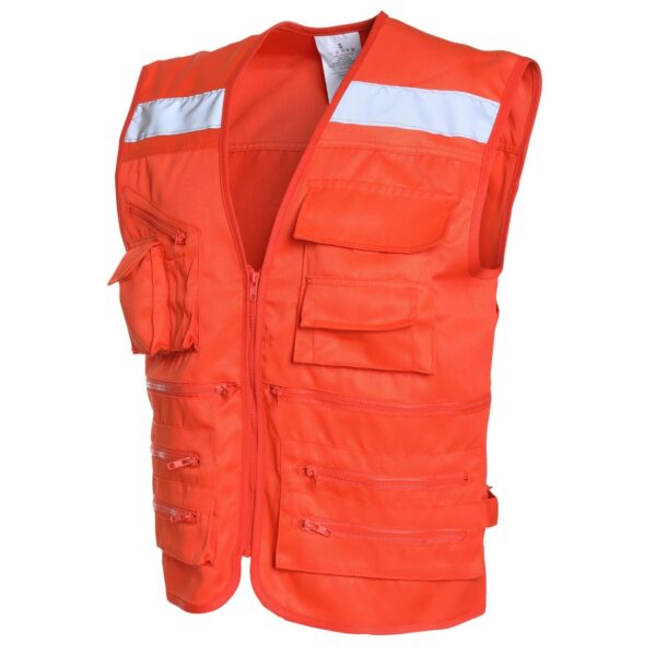 Chaleco Geólogo Multibolsillo Gabardina Naranjo Medio