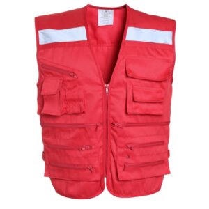 Chaleco Geólogo Multibolsillo Gabardina Rojo