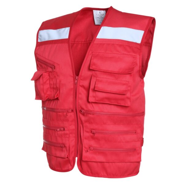 Chaleco Geólogo Multibolsillo Gabardina Rojo