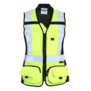 Chaleco Geólogo Mujer Minero Alta Visibilidad Amarillo Flúor