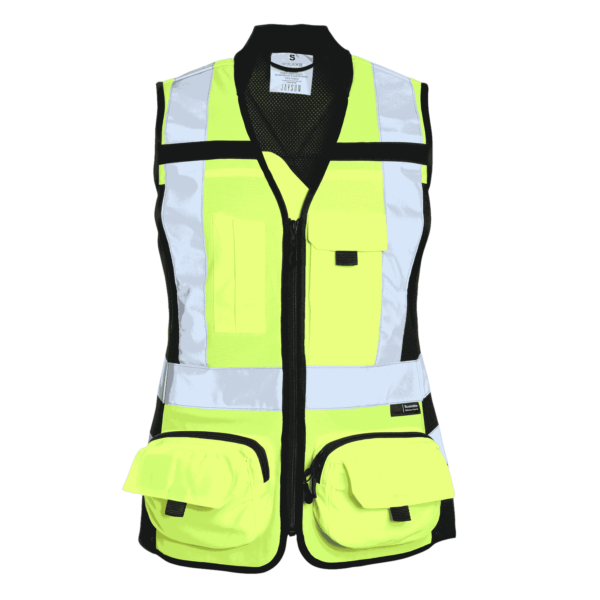 Chaleco Geólogo Mujer Minero Alta Visibilidad Amarillo Flúor