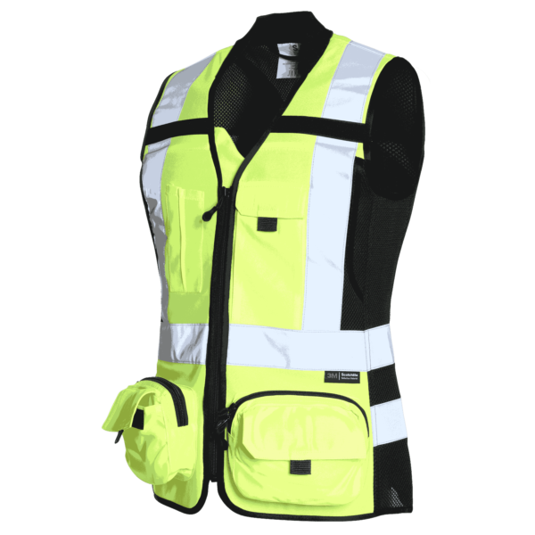 Chaleco Geólogo Mujer Minero Alta Visibilidad Amarillo Flúor