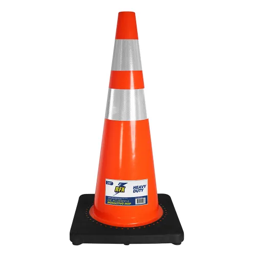 Cono Señalización 28" con Doble Cinta Antiviento Base Pesada
