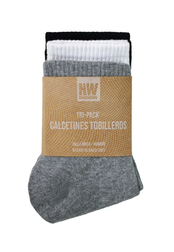Tripack Calcetines Hardwork Algodón Tobillero Hombre