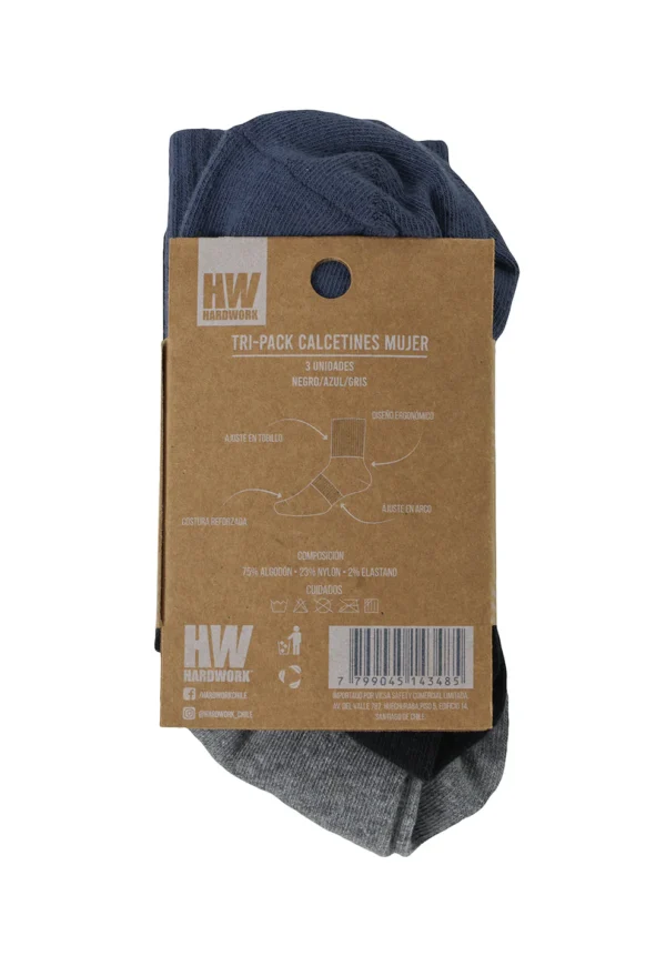 Tripack Calcetines Hardwork Algodón Tobillero Mujer