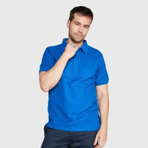Polera Pique Hombre 80/20 M/C Azul Rey