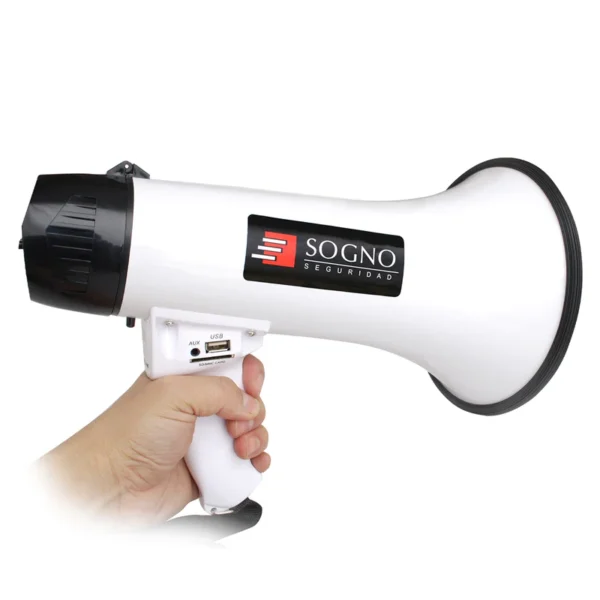 Megáfono Sogno 30W Recargable Rango 500m con Puerto USB
