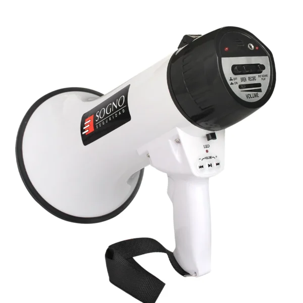 Megáfono Sogno 30W Recargable Rango 500m con Puerto USB