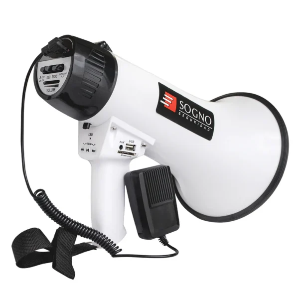 Megáfono Sogno 30W Recargable Rango 500m con Puerto USB