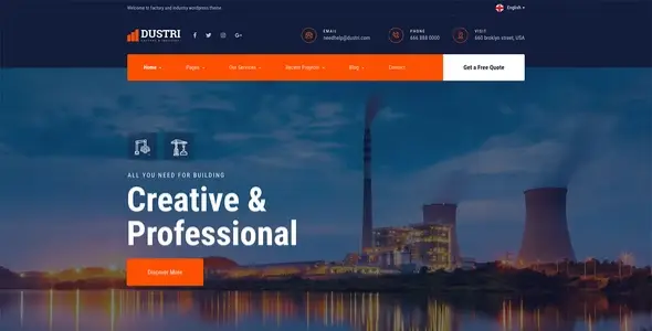 Dustri – Factory &amp; Industrial Elementor Template Kit