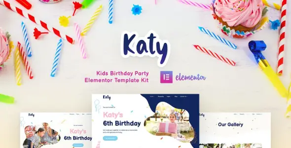 Katy – Kids Birthday Party Planner &amp; Invitation Elementor Template Kit