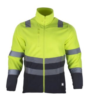 Micropolar Hi-Vis Clase 2 Bi-Color Manga Larga Hombre Amarillo Flúor/Gris Oscuro