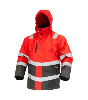 Parka Térmica Hi-Vis Clase 2 Hombre Rojo/Gris Oscuro