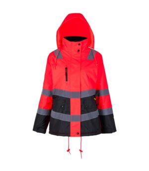 Parka Térmica Hi-Vis Clase 2 Mujer Rojo/Gris Oscuro